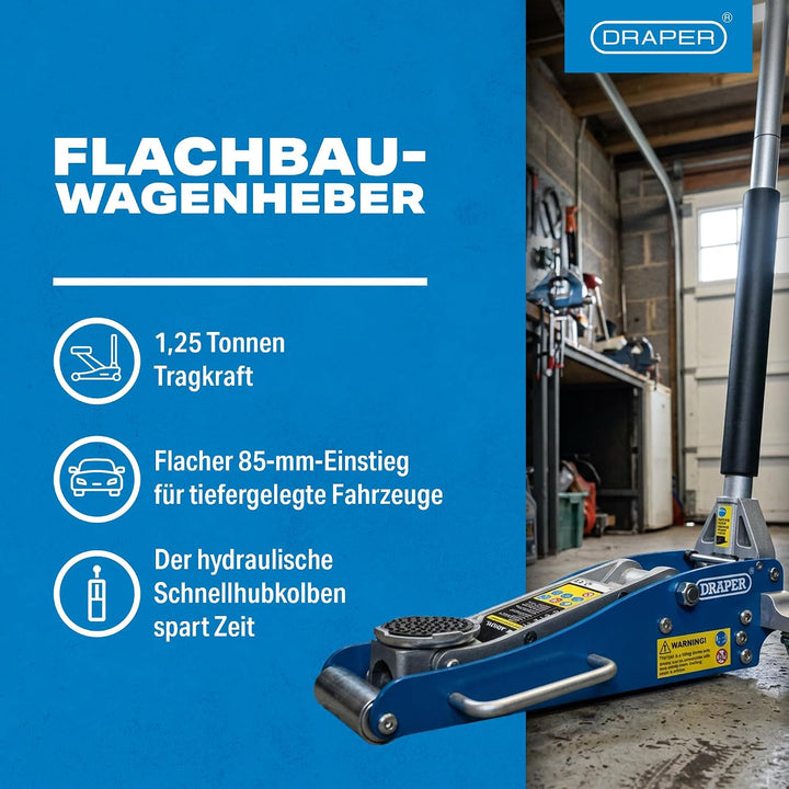 Draper 31242 Wagenheber Aluminium, 1,25 T