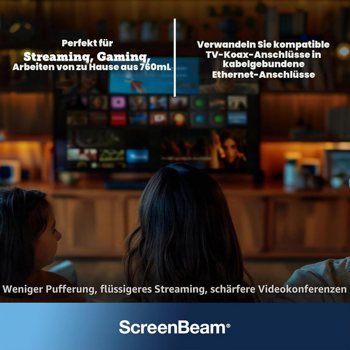 ScreenBeam MoCA 2.5 Netzwerkadapter für Highspeed-Internet, Ethernet Over Coax, Starter-Kit (Modell: