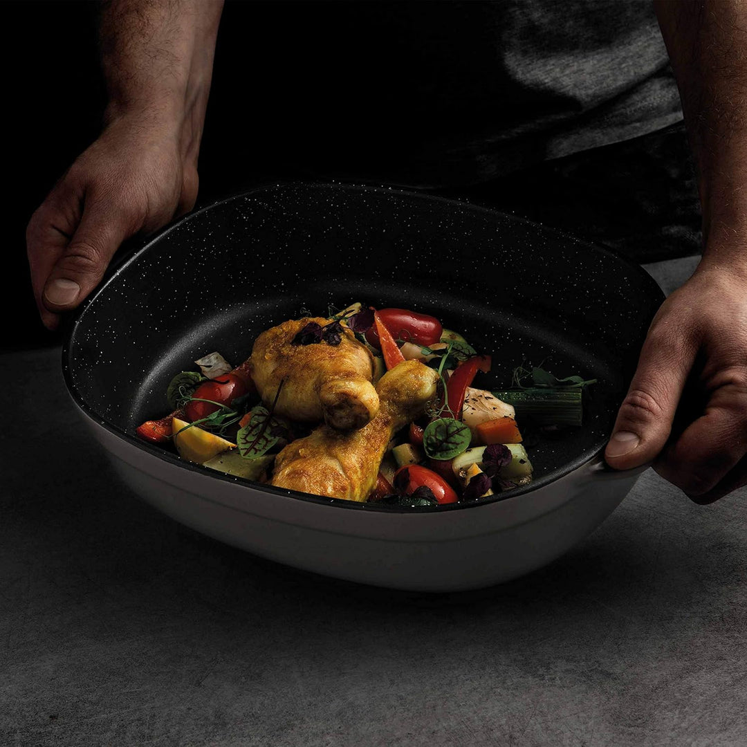 BergHoff Auflaufform oval klein (Backform aus Steingut, spülmaschinenfest, Grösse 28,5 x 22 x 7 cm,