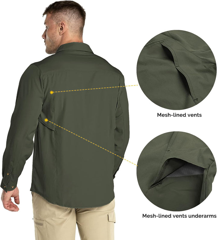 Outdoor Ventures Hemd Herren Freizeithemd Langarm Outdoor Shirt Atmungsaktive Schnell Trocknende Fun