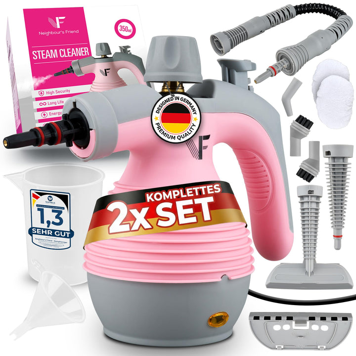 Neighbour's Friend® Handdampfreiniger in Rosa 2er Set– Leistungsstarkes Dampfreiniger Handgerät I Da