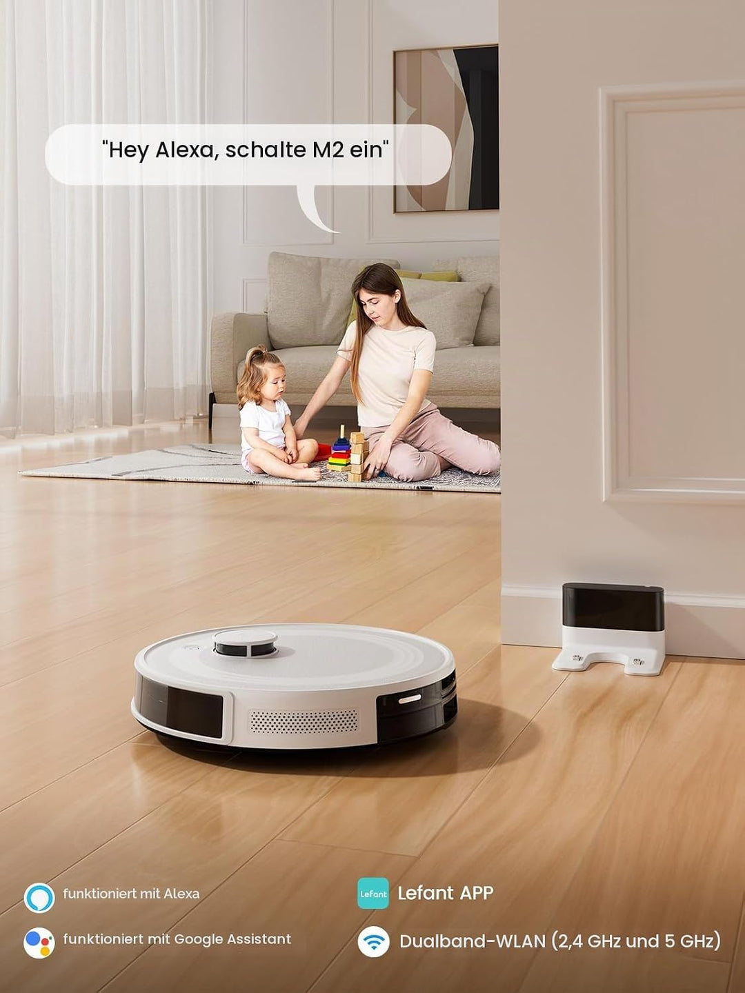LEFANT M2 Saugroboter Mit Wischfunktion, Mehrstufiges Mapping, Staubsauger Roboter mit No-Go-Zonen,