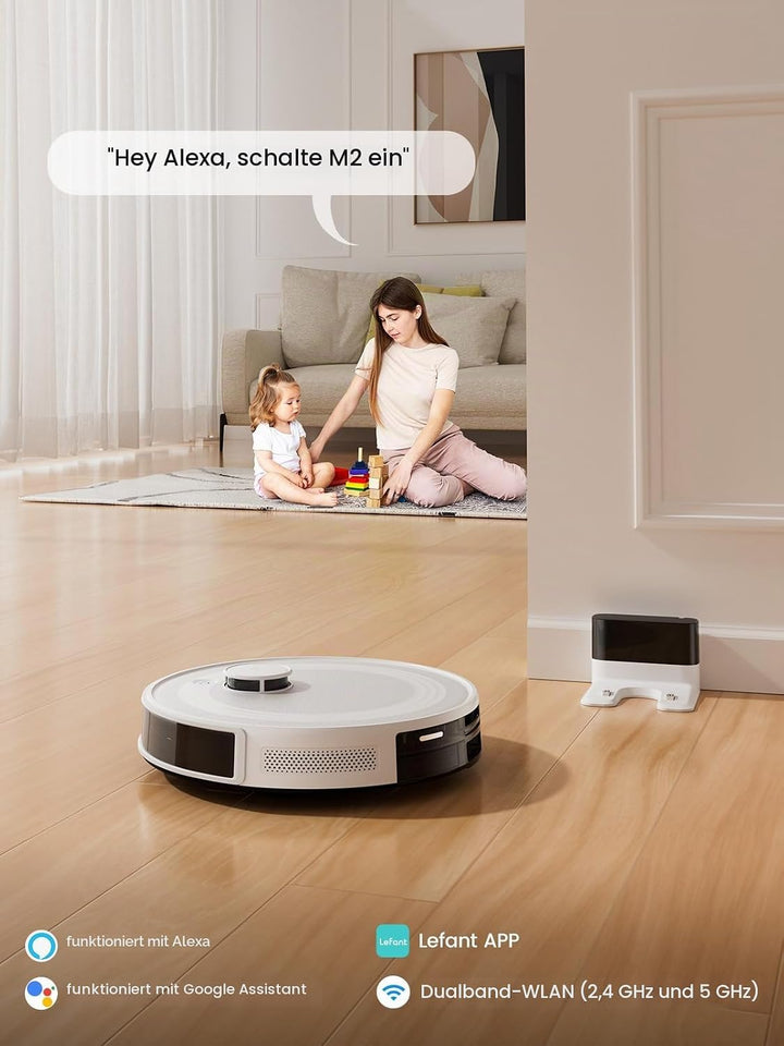 LEFANT M2 Saugroboter Mit Wischfunktion, Mehrstufiges Mapping, Staubsauger Roboter mit No-Go-Zonen,
