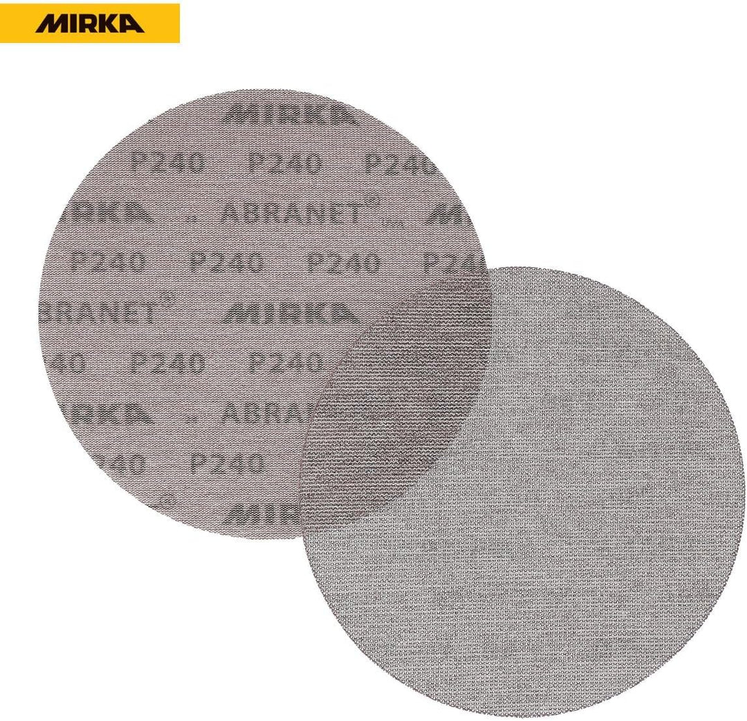 Mirka Abranet® Netz-Schleifscheiben (Ø 225 mm), Profi-Schleifgitter mit P240 Körnung und Klett, für