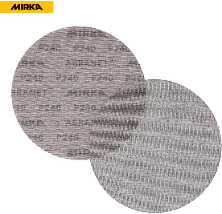 Mirka Abranet® Netz-Schleifscheiben (Ø 225 mm), Profi-Schleifgitter mit P240 Körnung und Klett, für