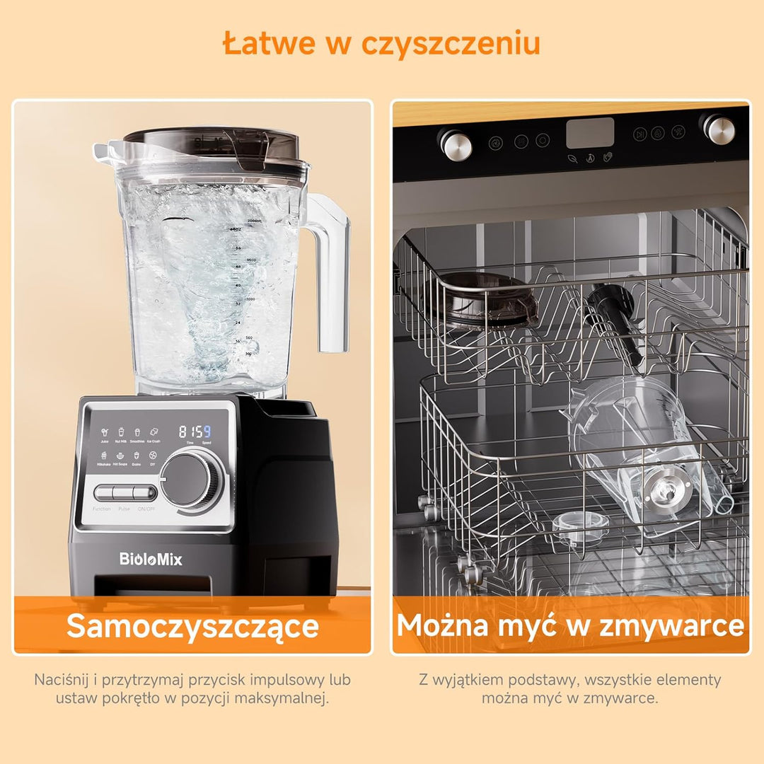 BioloMix 1500W Hochleistungsmixer Smoothie Maker und 2,6 l grossvolumiger BPA Freier Behälter Mit 6
