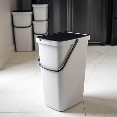 KADAX Abfallbehälter mit Deckel und Griff, Abfalleimer aus Plastik, Mülleimer für die Mülltrennung,