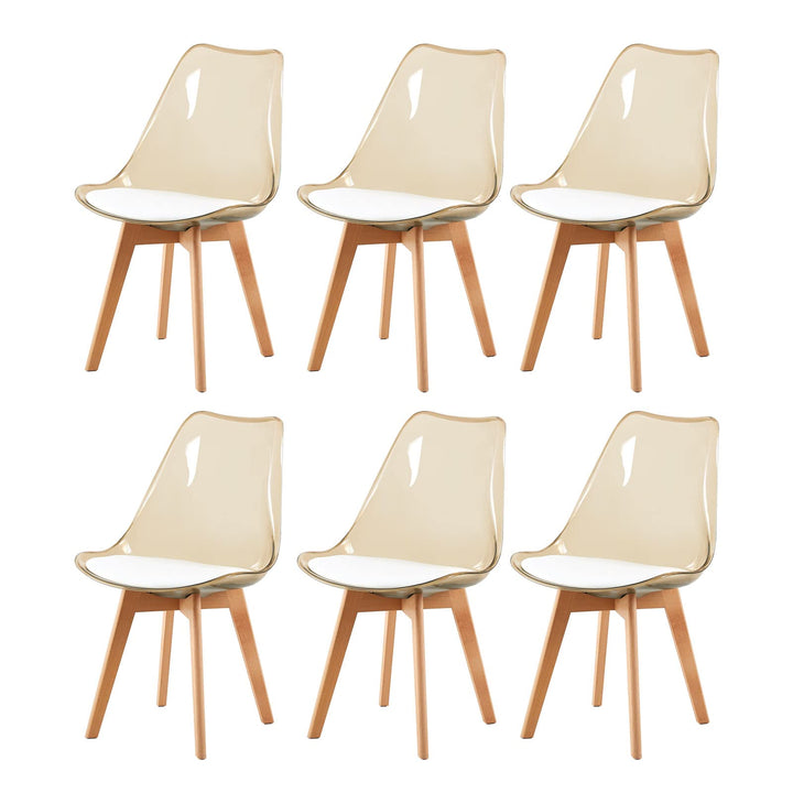 EGGREE 6er-Set Skandinavische SGS-geprüfte Esszimmerstühle, 6 Braune Transparente Küchenstühle mit M