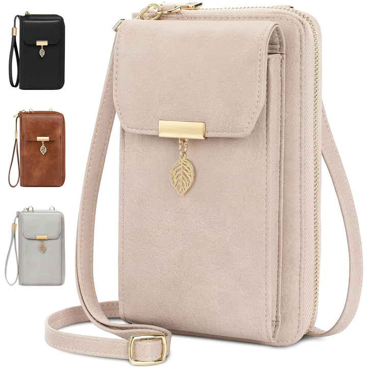 Handytasche mit Geldbörse zum Umhängen RFID Schutz Handy Tasche Damen Umhänge Leder Kleine Handy Umh