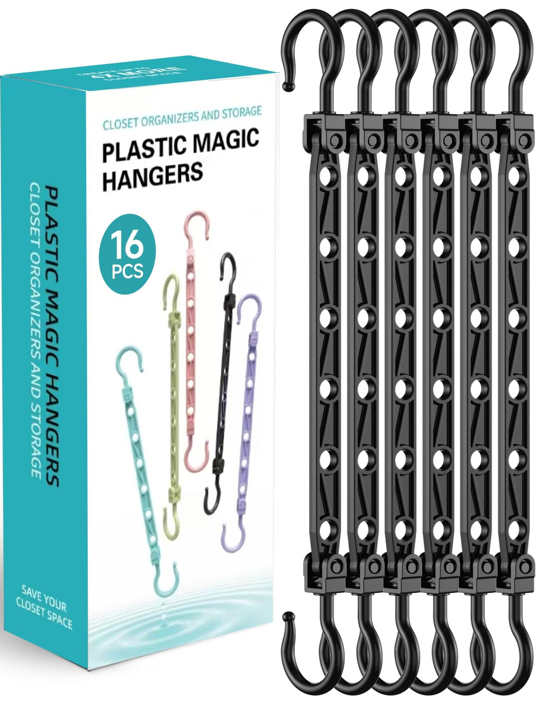 Latoxcaa platzsparende Kleiderbügel, 16 Stück Magic Hangers mit 6 Löchern & 360° Drehhaken, Stabile