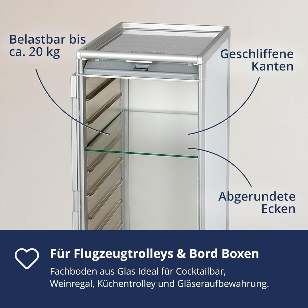 Fachboden Glas (KSSU), Regalboden, Zubehör für Flugzeugtrolleys, Airline Trolleys und Bord Boxen, KS