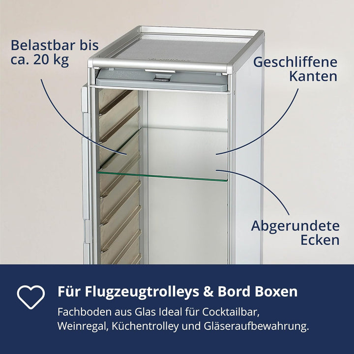 Fachboden Glas (KSSU), Regalboden, Zubehör für Flugzeugtrolleys, Airline Trolleys und Bord Boxen, KS