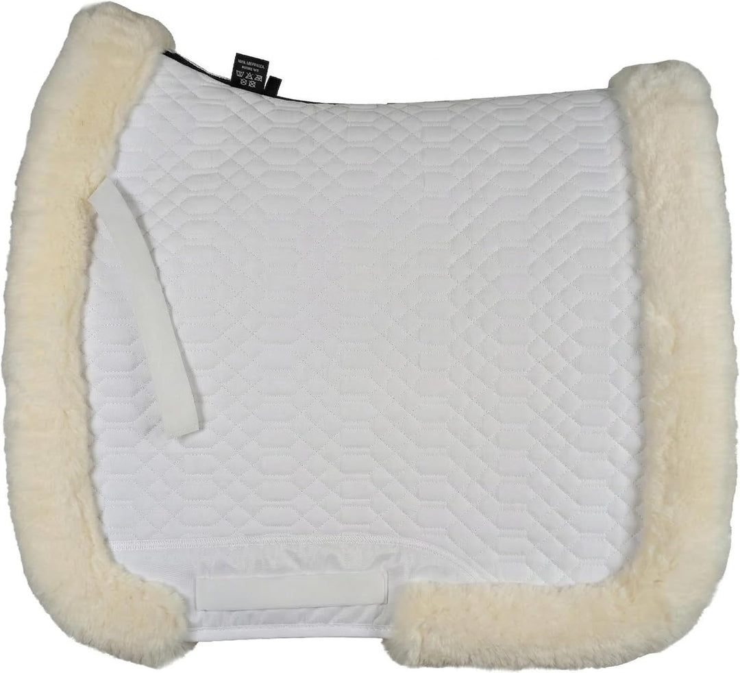 Engel Reitsport Lammfell Schabracke Fully Lined mit Fellkranz SCHABRA3-D-WEI-MED Stoff Weiss Fell We