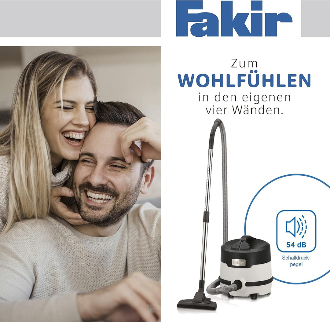 Fakir Premium S 20 E - Kesseltrockensauger mit 4-fach-Filtersystem I Sehr leiser Staubsauger mit HEP