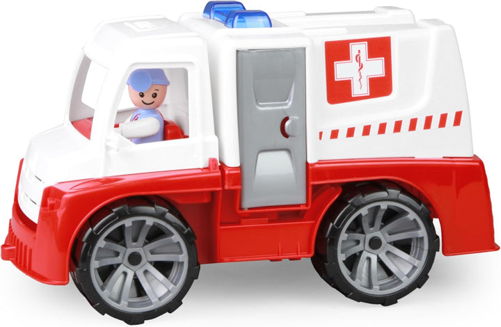 Lena 04456 - TRUXX Krankenwagen Einsatzfahrzeug mit Spielfigur als Sanitäter und Krankentrage, Krank