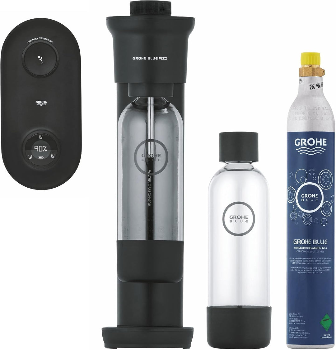 Grohe Blue Fizz Advanced - Wassersprudler Starter Set (mit CO2-Füllstandsanzeige, 3 einstellbare CO2