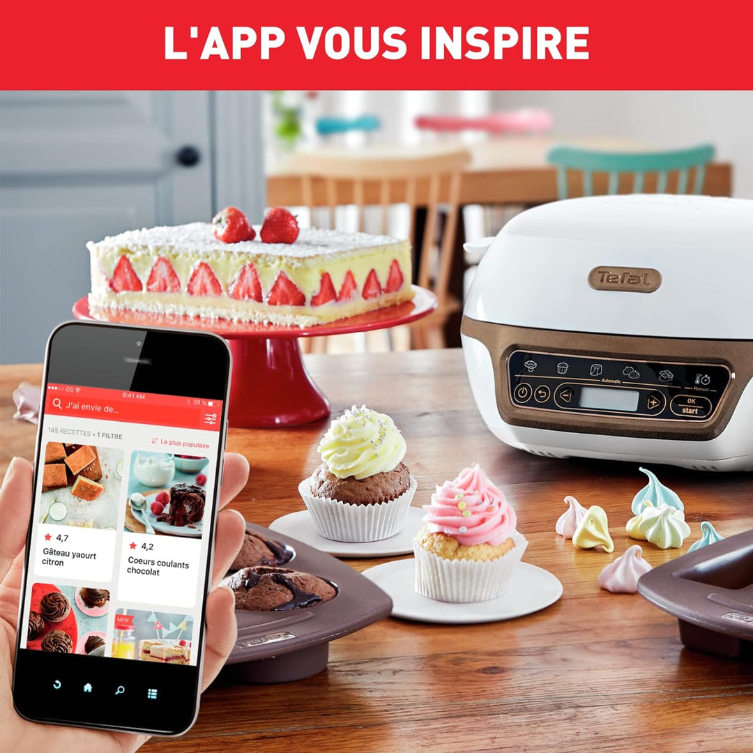 Tefal Cake Factory Smart-Kuchenmaschine, Gerät, Backen, Backen, Brotmaschine, Muffins, 4 Formen, 5 P