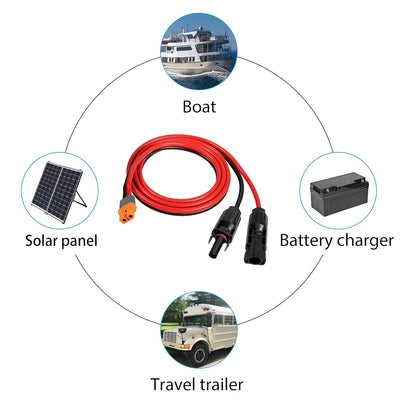 RIIEYOCA 12AWG Solar Stecker auf XT60i Adapter Stecker Verlängerungskabel, Solar Ladekabel für Solar