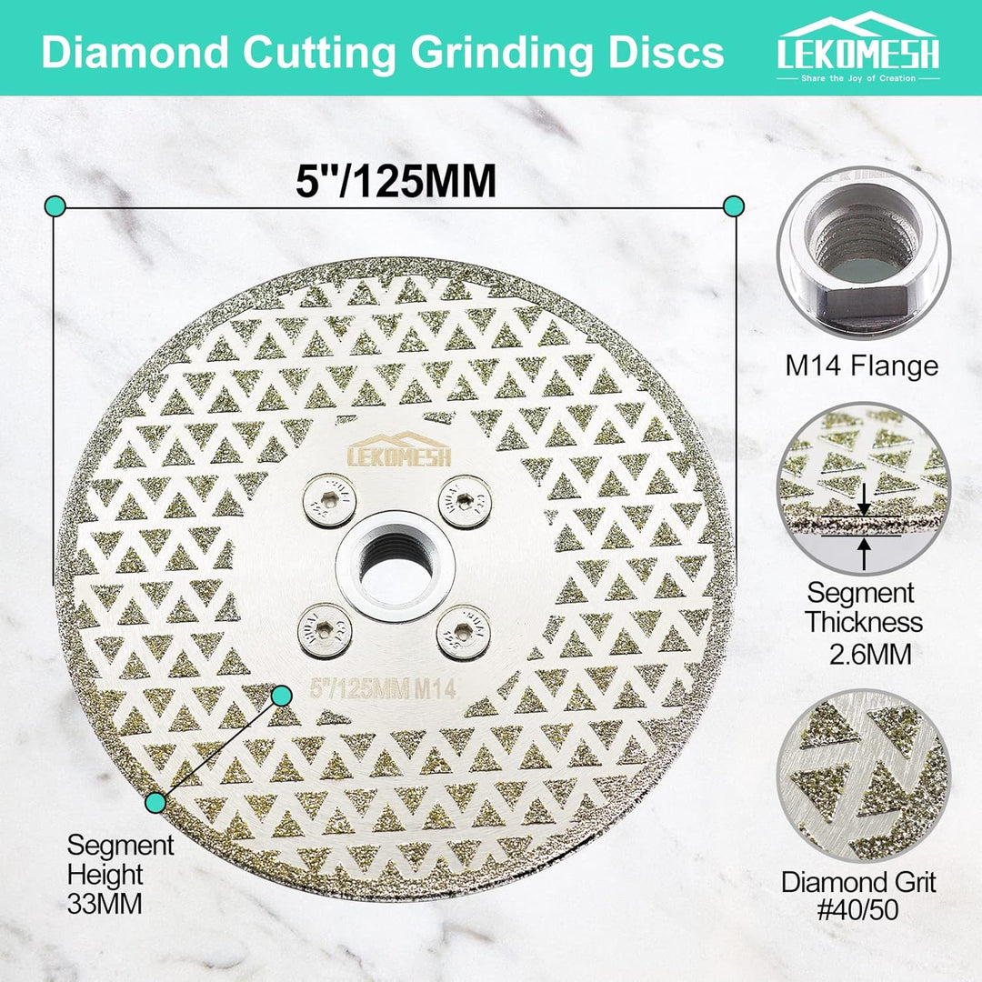 Diamant Fliesen Sägeblatt 125MM LEKOMESH - Doppelseitig Diamant-Trennscheibe für Granit,Marmor,Porze