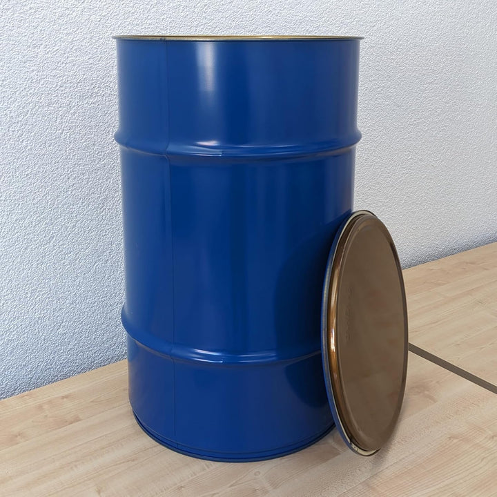 Meier Stahlfass 120 Liter Hobbock Deckelfass | Lebensmittelecht | Metall Blechfass Mülleimer Behälte