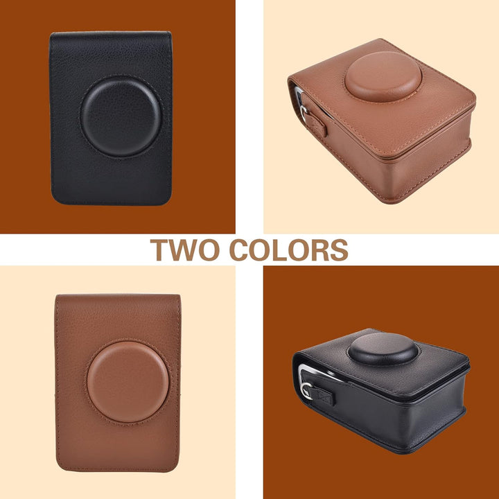 Rieibi Mini EVO Kameratasche, Vintage PU Leder Hülle Schutzhülle für Fujifilm Instax Mini EVO Sofort