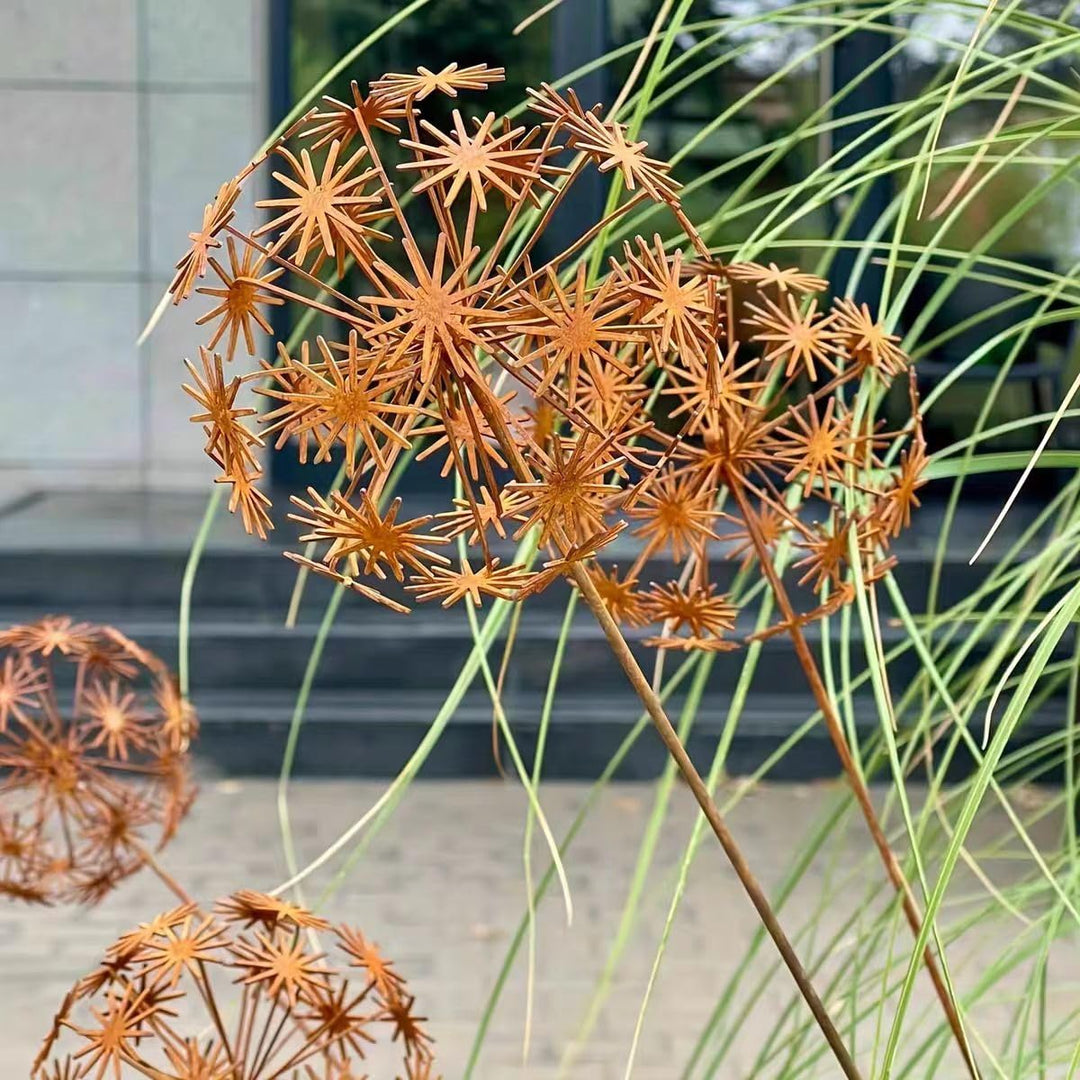 Gartendeko 2er Set Rost Deko für Garten Cortenstahl Gartenstecker Metall Blume Mohn Rostige Gartende