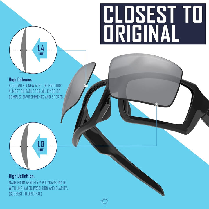 Saucer Premium Ersatzgläser & Nasenpads für Oakley Split Shot OO9416 Sonnenbrille High Definition –
