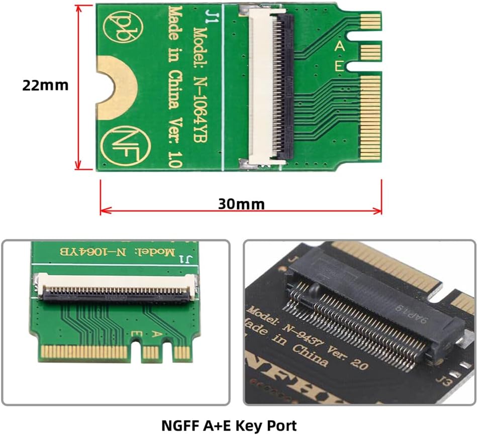 cablecc Mini PCI-E&A+E-Key auf Vier SATA3.0 6 Gbit/s Festplattenverlängerungskartenkabel 10 cm für S
