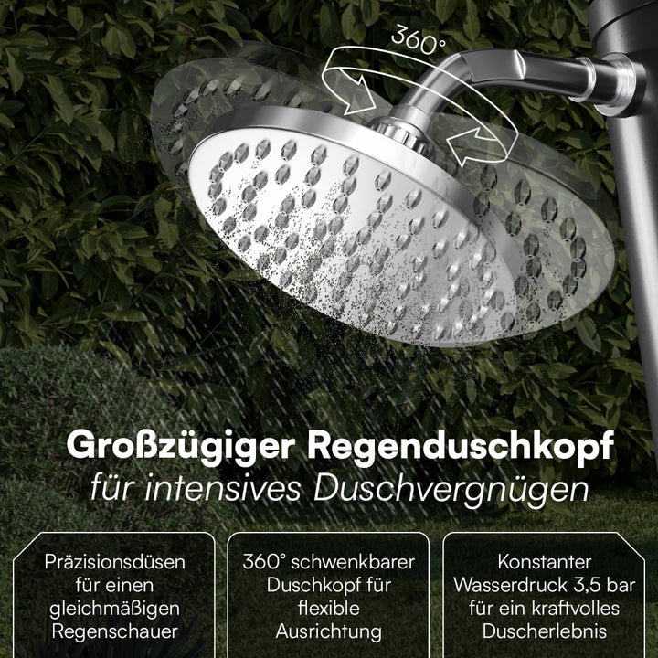 STEELSØN Velion Solardusche Garten 20 L – Solar Gartendusche mit Bodenplatte – Aussendusche schwarz