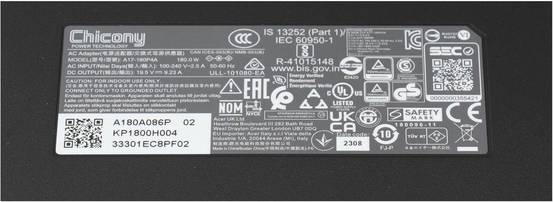 Acer Aspire V 15 Nitro (VN7-593G) Original Netzteil 180 Watt Flache Bauform