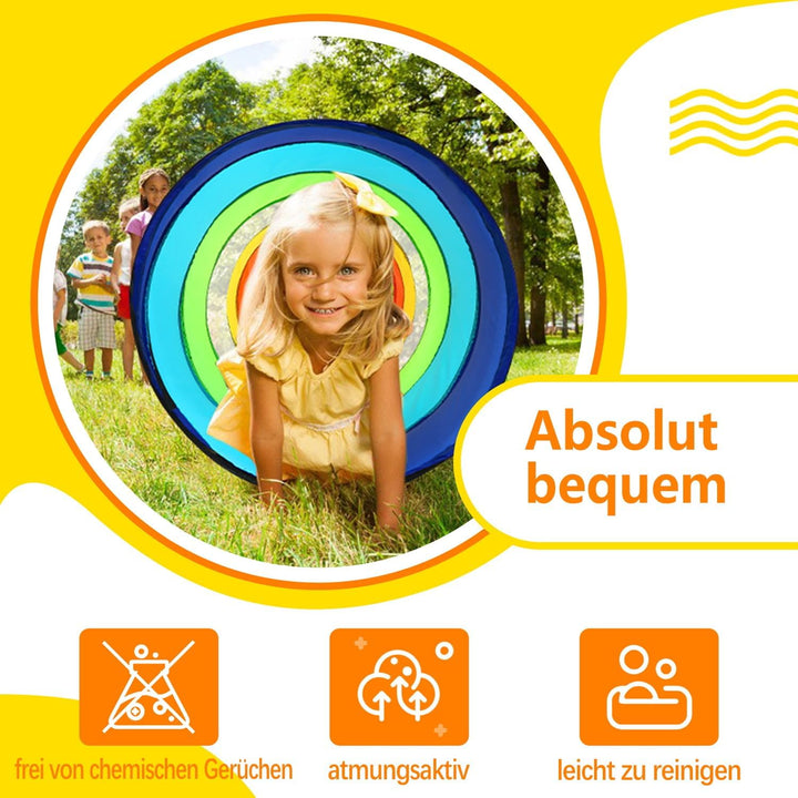 Wilwolfer Tunnel für Kinder - Spielzelt für Draussen mit Mesh-Seiten - 180cm Tunnel für Kinder motor