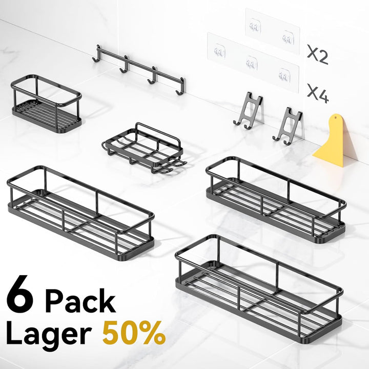 YASONIC Duschablage ohne Bohren 6 Stück Grosse Kapazität Badezimmer Organizer, Duschregal ohne Bohre