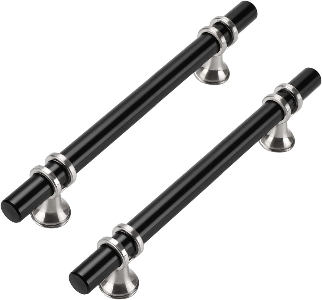 goldenwarm 10 Stück Möbelgriffe Schwarz Küchengriffe Edelstahl Sliver&Schwarz Küche Schrankgriffe 12