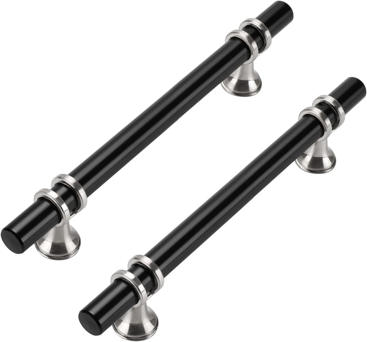 goldenwarm 10 Stück Möbelgriffe Schwarz Küchengriffe Edelstahl Sliver&Schwarz Küche Schrankgriffe 12
