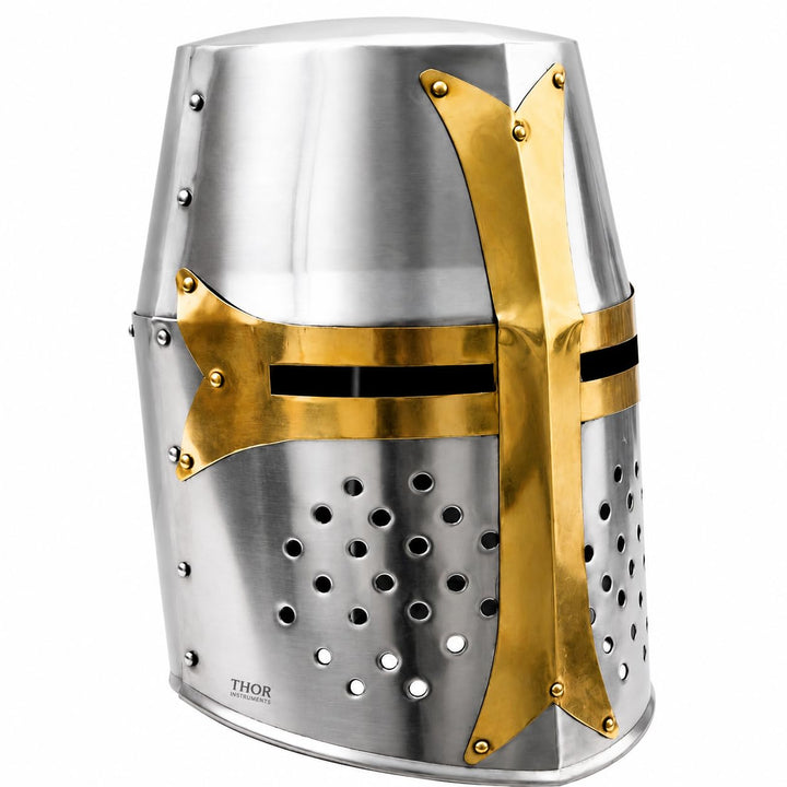 Medieval Knight Brass Crusader Helmet