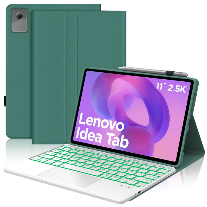 JADEMALL Für Idea Tab 11" TB336FU Hülle mit Touchpad &amp; Beleuchtung QWERTZ | Mit 7-Farben Beleuchtung