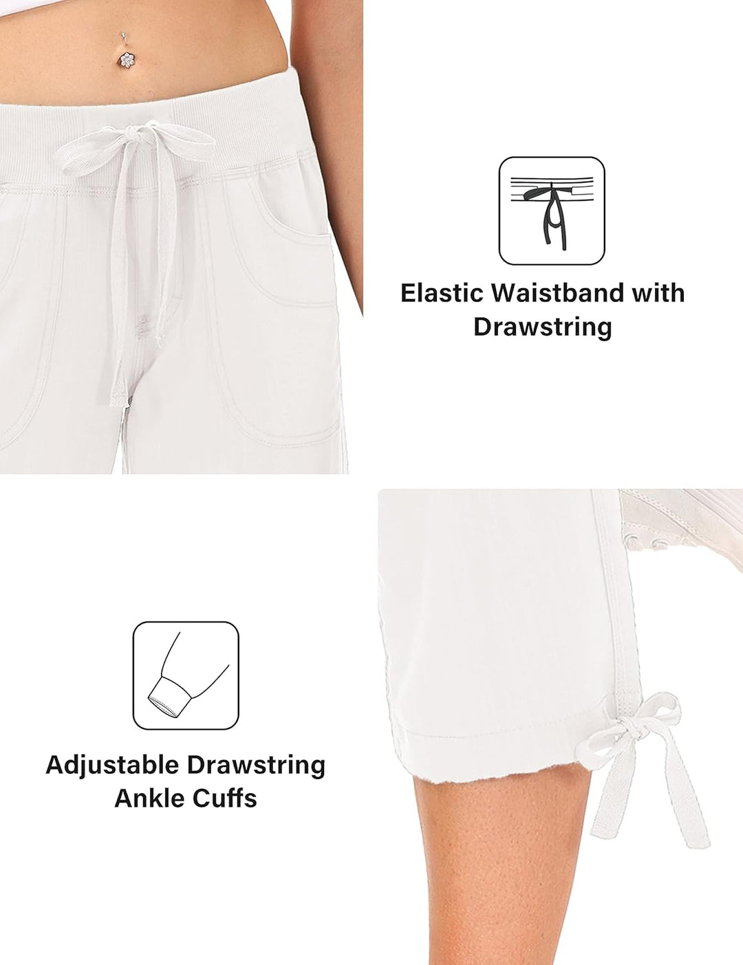 JINSHI Hosen Damen Sommer Cargohose 3/4 Lange Hosen Caprihose Freizeithose Outdoorhose Wanderhose mi