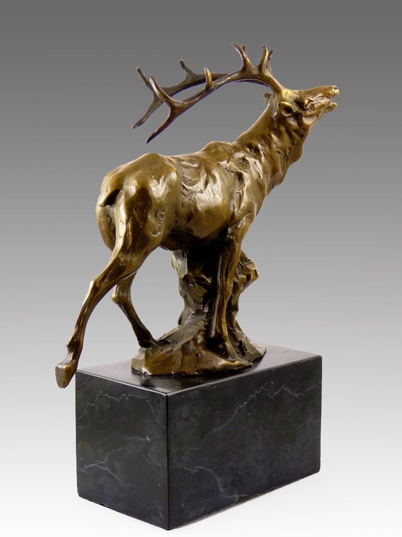 Kunst & Ambiente - Tierskulptur - Imposante Bronze Hirsch Figur auf Marmorsockel - signiert Milo - D