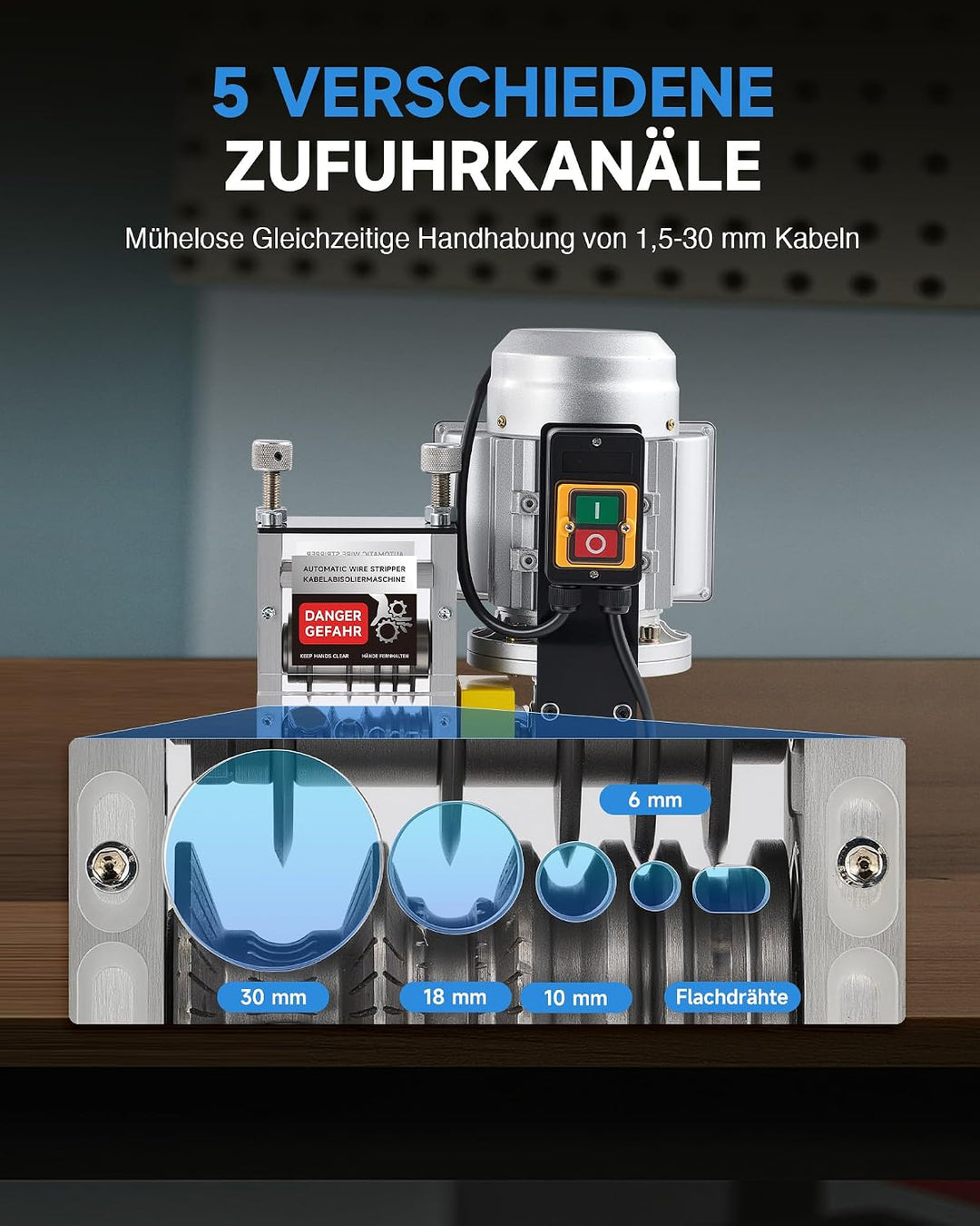 CREWORKS 180 W Elektrische Abisoliermaschine von 1,5-30 mm Mit 5 Verstellbaren Kanälen, Geschwindigk