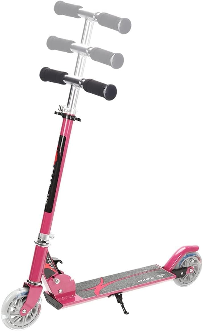 GYMAX Faltbare Kindersooter, Kinder Roller mit LED leuchtenden Räder, Tretroller 3 höhenverstellbar