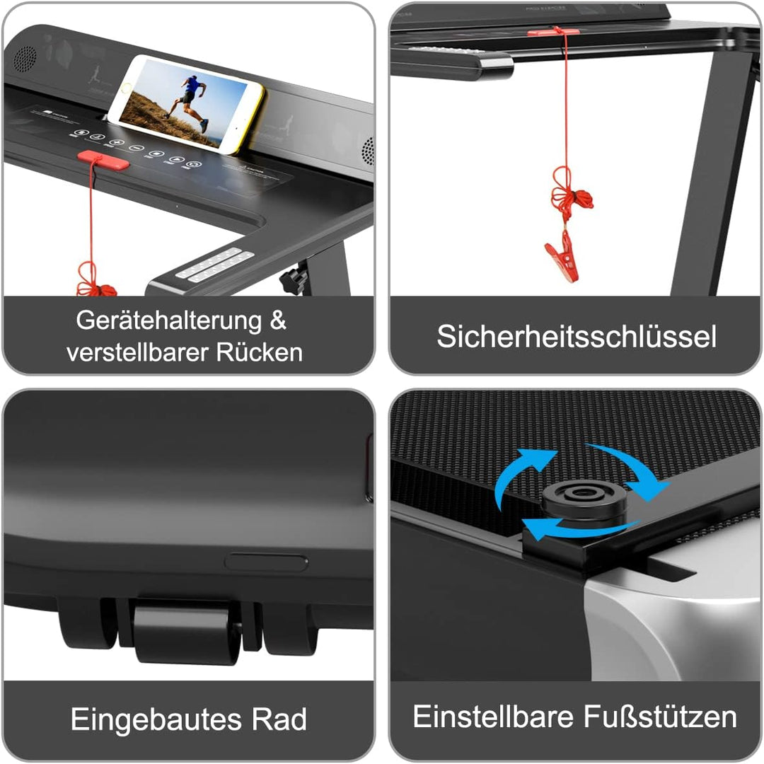 COSTWAY Elektrisches Laufband App-kontrolliert | Bluetooth | 3 Modi 12 voreingestellte Programme | L