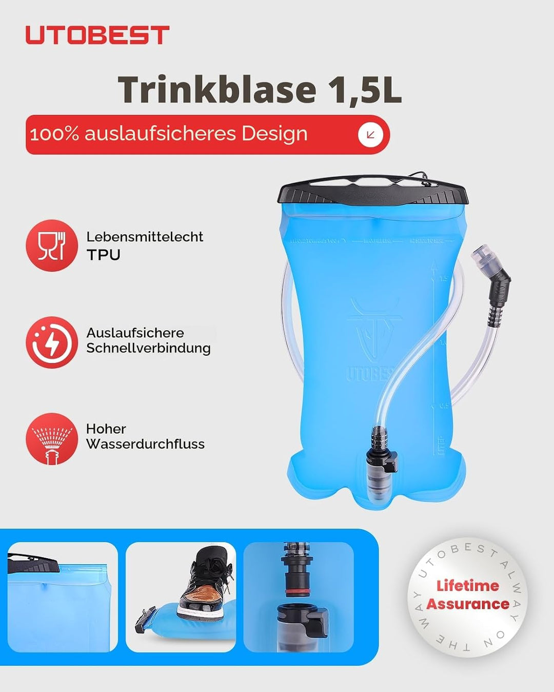 UTOBEST Trinkrucksack 5L Herren Damen Ultraleicht Laufrucksack für Laufen,Marathon,Jogging,Radfahren