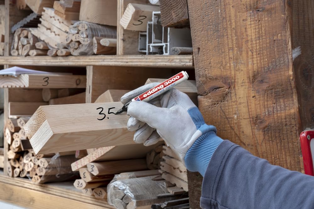 edding 3000 Permanentmarker - 10 Stifte in Stiftehalter - Rund-Spitze 1,5-3 mm - schnell trocknender