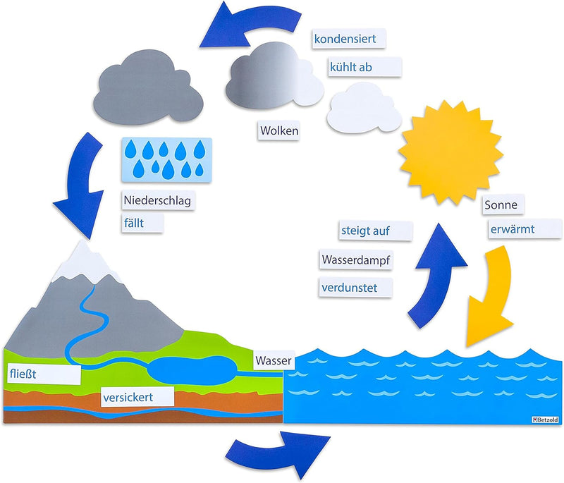 Betzold - Magnetischer Wasserkreislauf - Tafelmaterial Naturkunde-Unterricht Nocolor, Nocolor