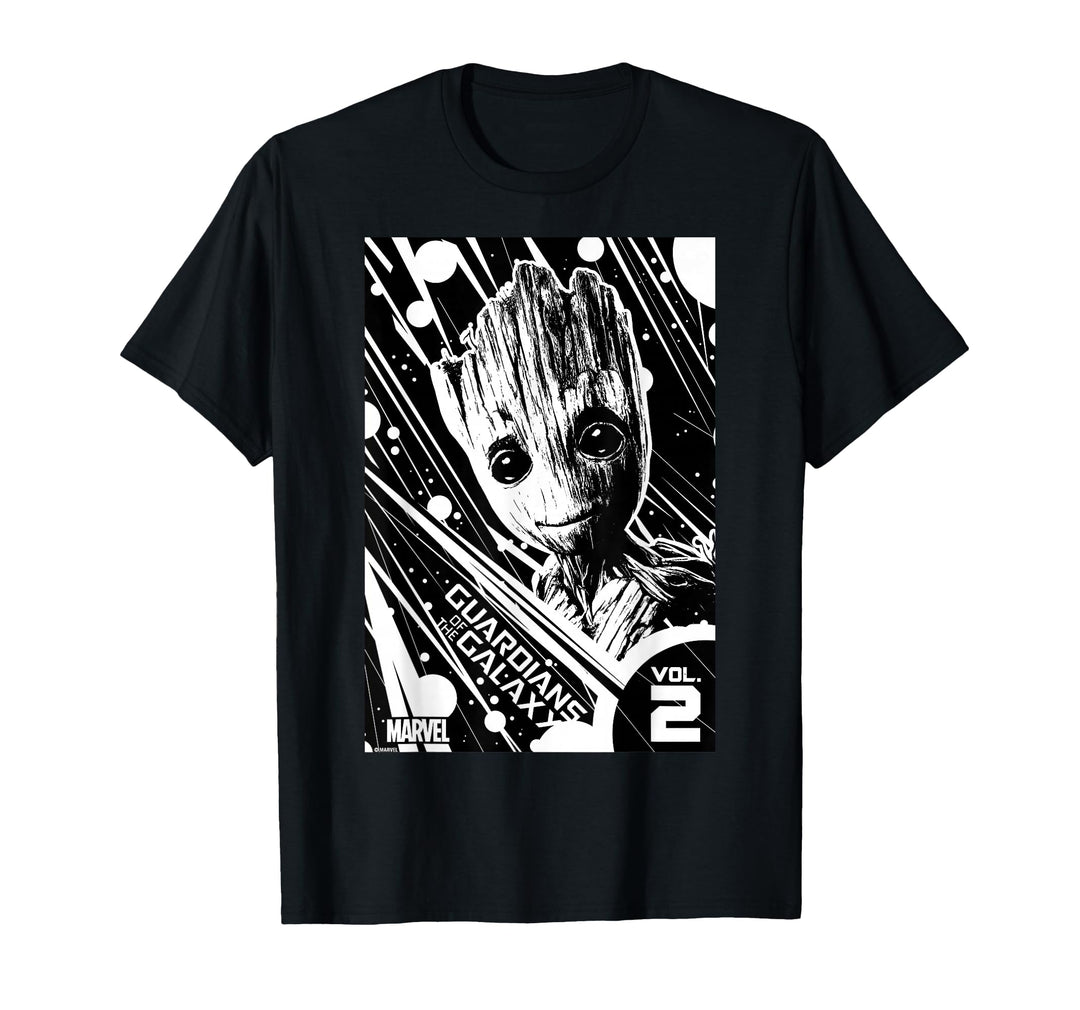 Womens Marvel Groot Guardians of the Galaxy 2 Light Graphic T-Shirt Small Black