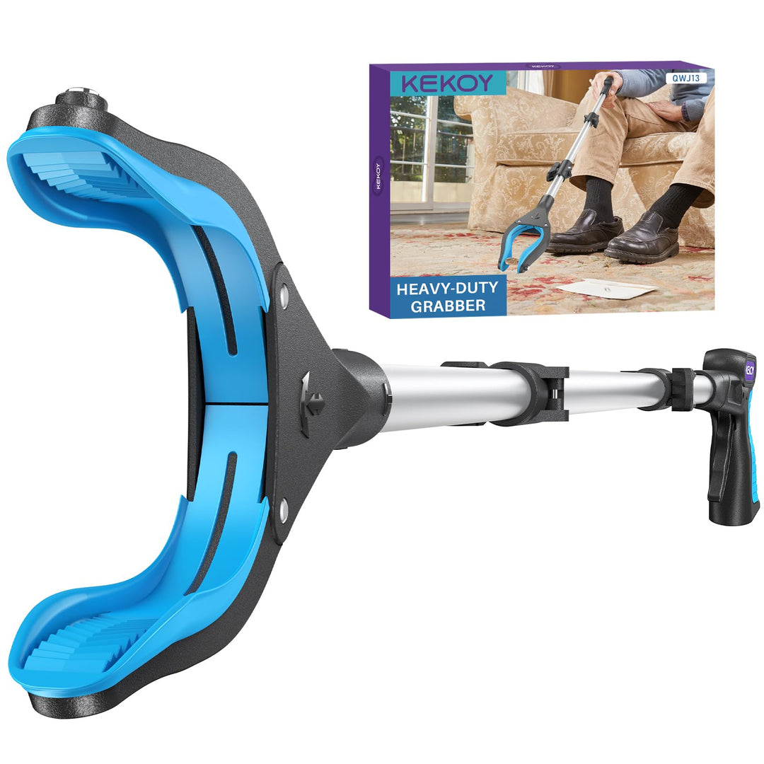 Kekoy Greifer für Senioren Testsieger 81cm Robuste Aluminium, Eisblau | Müllzange Greifzange Profi,