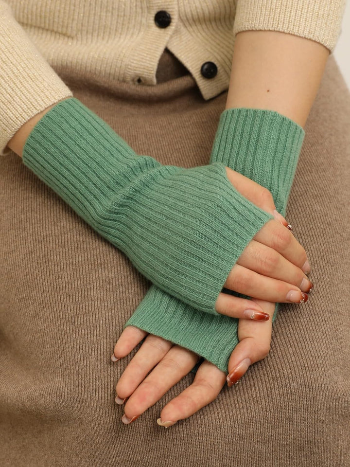 Prettystern Damen Kaschmir-Wolle Gerippte Fingerlose Handschuhe Hand-Stulpen handgelenk-wärmer Pulsw