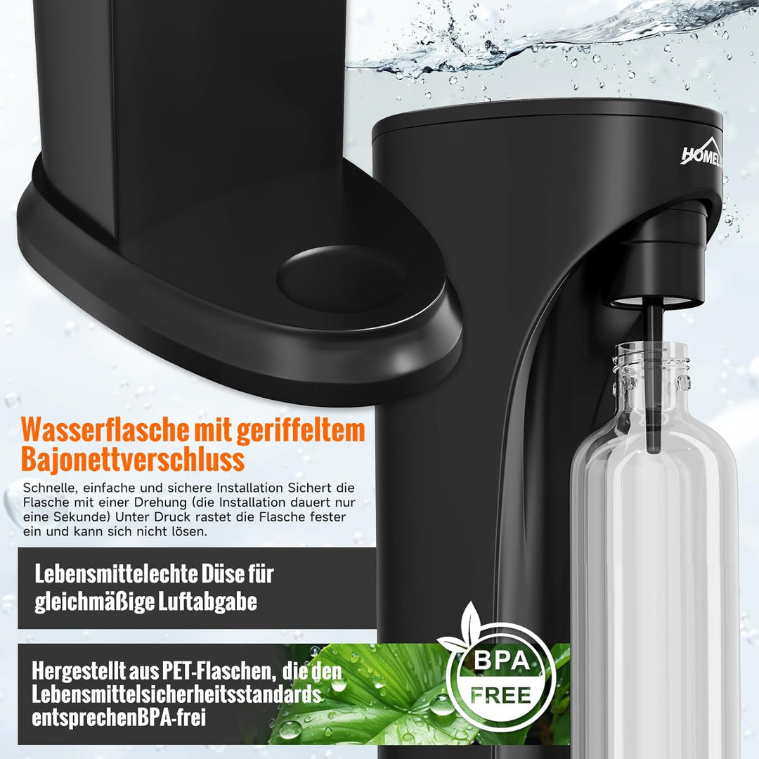 HOMELUX Wassersprudler,Sprudelwasser Maschine,Soda Maker,Wasser Sprudel GeräT,Water Carbonator (Schw