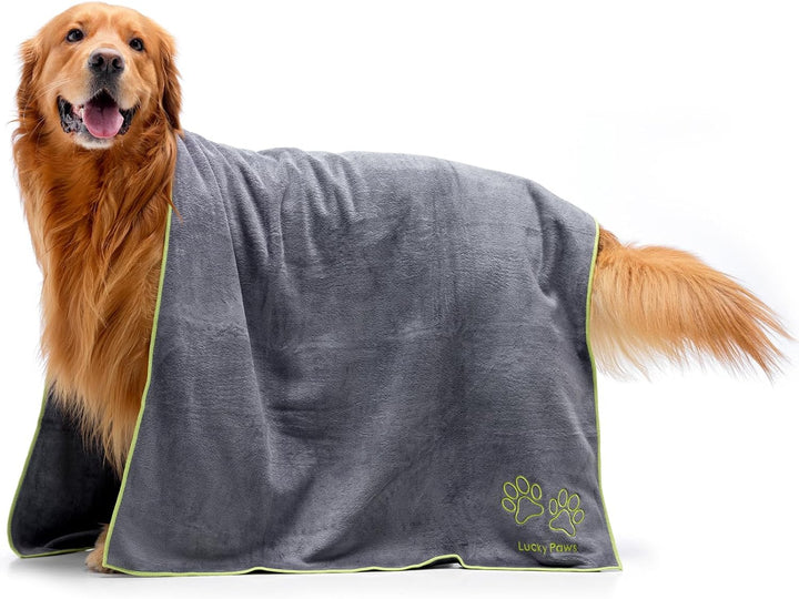 Lucky Paws® Hundehandtuch - 140x70cm XL Hundehandtuch extra saugfähig - schnell trocknend, luxuriös