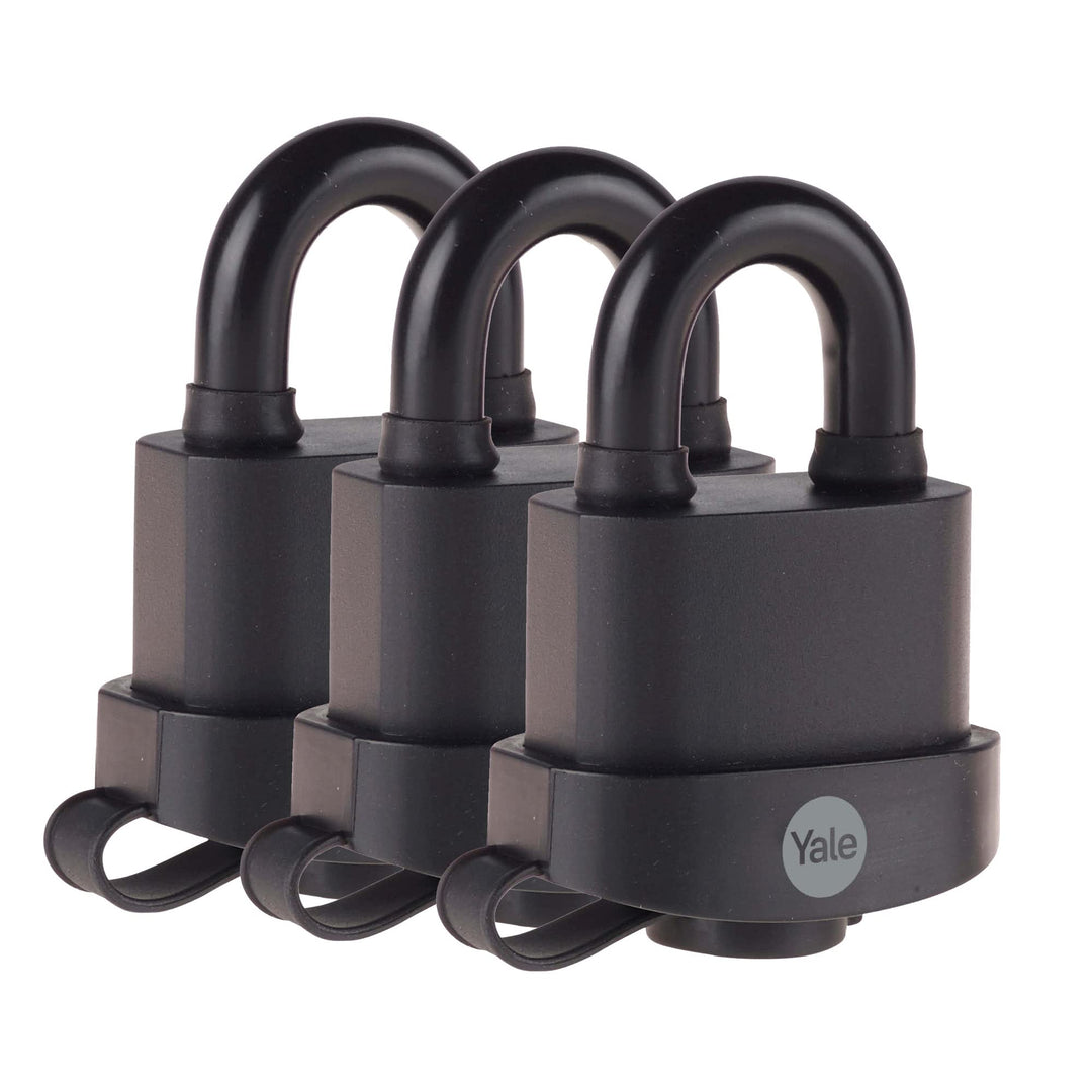 Yale - Y220B/51/118/3 hohe Sicherheit 51 mm wetterfestes Vorhängeschloss, 3er Set - offener Stahlbüg